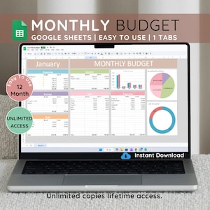 Plantilla de presupuesto mensual de Google Sheets, hoja de cálculo de presupuesto de seguimiento financiero, planificador financiero, seguimiento de ingresos y gastos, presupuesto de nómina
