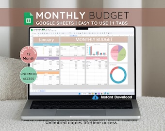 Google Sheets Monthly Budget Template: Finance Tracker (Digital Download)