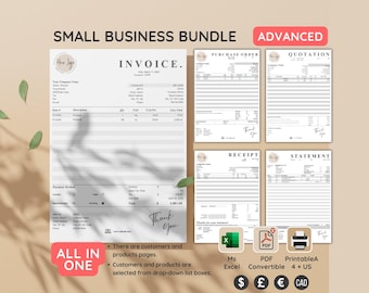 Small Business Template Bundle: Rechnung, Bestellung, Angebot (Excel, Printable)