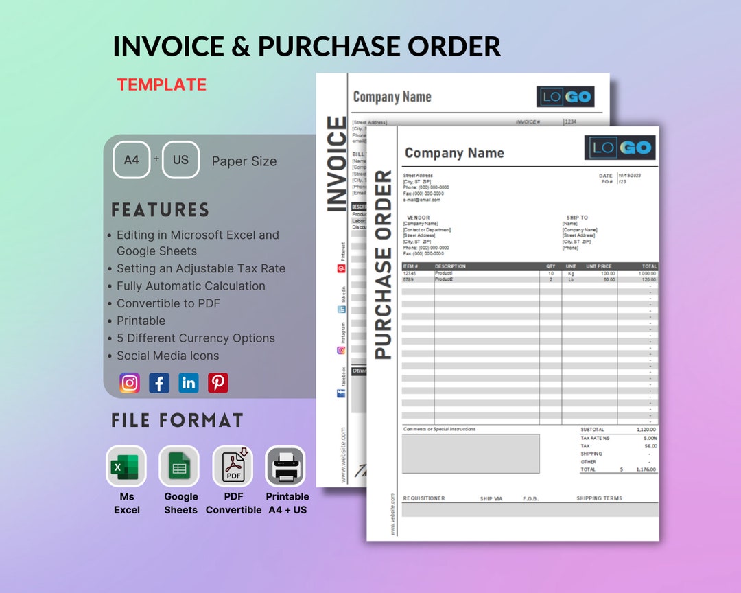 Modèle de facture et de bon de commande : Small Business Forms (Excel ...