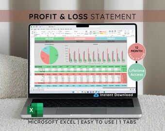 Profit and Loss Statement Template: Excel Spreadsheet (Digital Download)