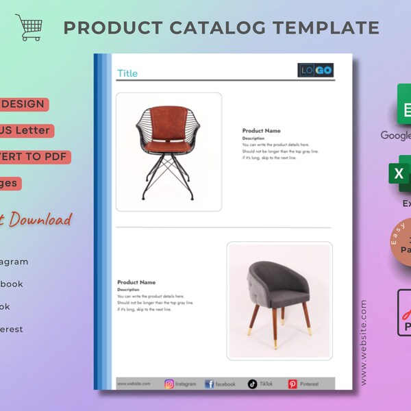 Excel Template Catalog - Etsy