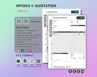 Invoice and Quote Template: Small Business Bundle (Printable PDF)