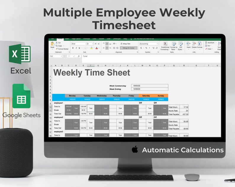 Weekly Timesheet for Multiple Employees Employee Table With Etsy