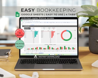Foglio di calcolo contabile semplice: modello di Google Fogli per piccole imprese (download digitale)