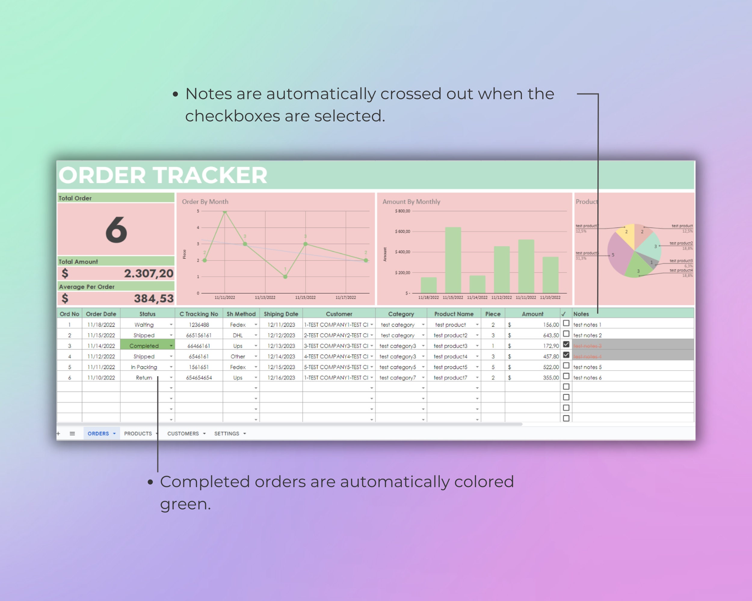 Order Tracker Google Sheets Template: Small Business Sales Log (digital ...