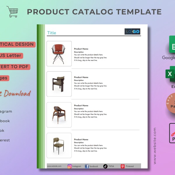 Excel Template Catalog - Etsy
