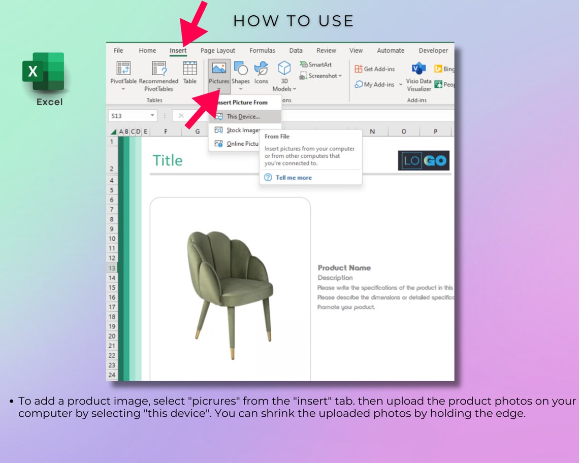 Catalog Template of the Product, in Excel and Google Sheets Format, 4 ...