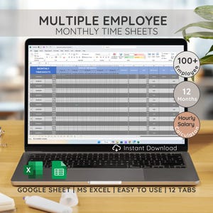 Voor meerdere medewerkers Maandelijks rooster, werkschema medewerkers, personeelsplanner, salariscalculator, Excel en Google Spreadsheets