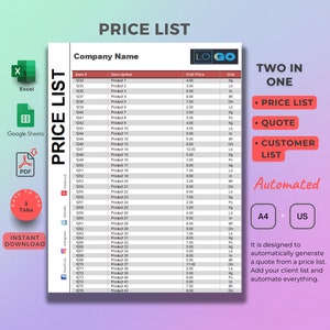 Wholesale Product Price List Template: Excel & Google Sheets (PDF)