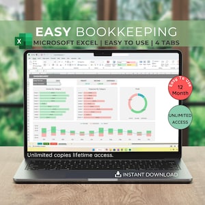 Easy Accounting Spreadsheet: Small Business Excel Template (Digital Download)