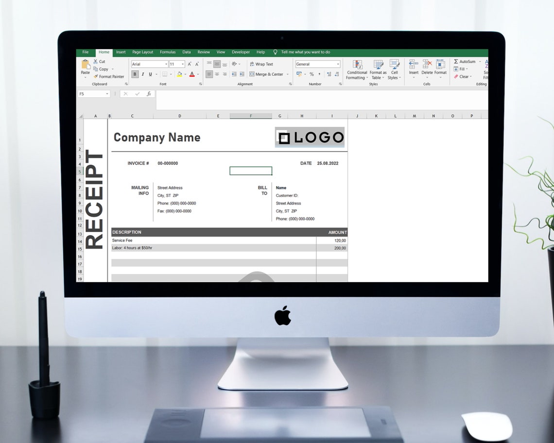 Receipt Template Google Sheets and Microsoft Excel - Etsy