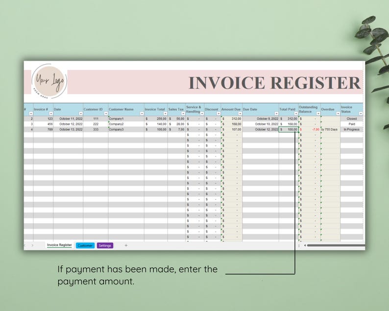 Invoice Tracker: Google Sheets & Excel Template (printable PDF) - Etsy