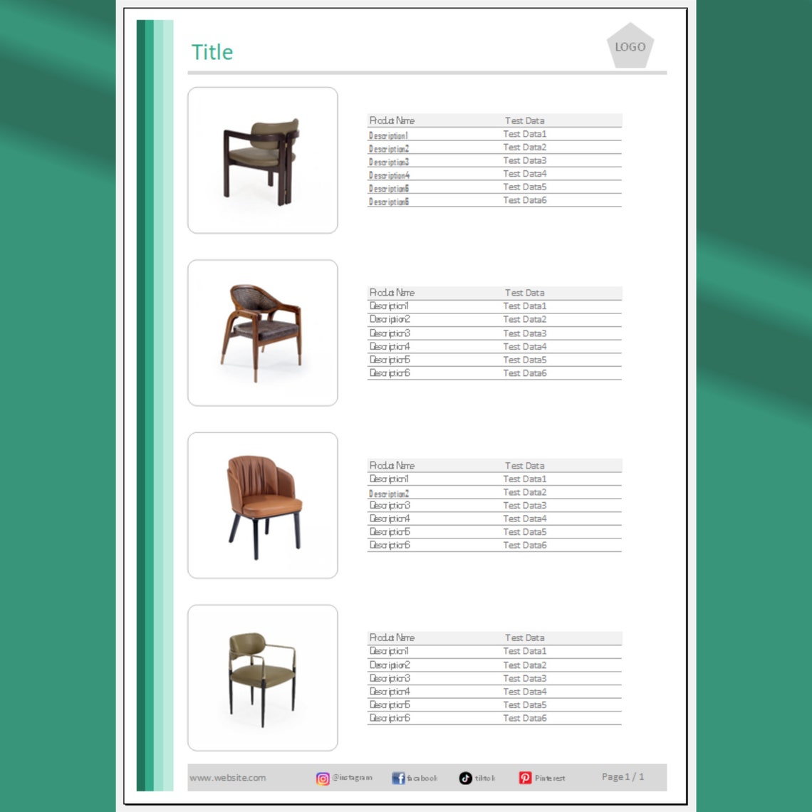 Catalog Template of the Product in Excel Format 4 Different - Etsy