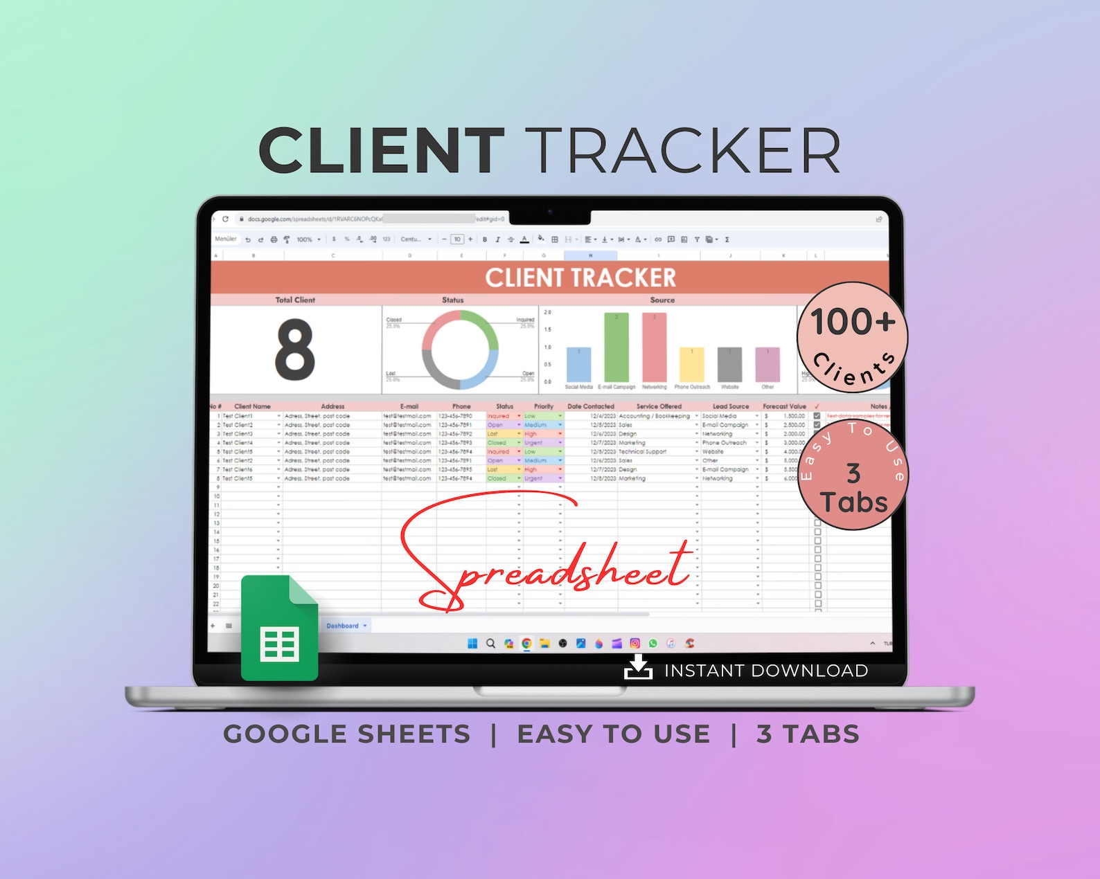 Client Tracker Google Sheets Template: Small Business Customer ...