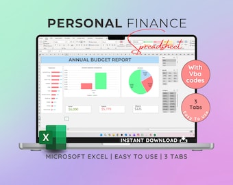Excel Budget Planner Template: Annual & Monthly (Digital Download)