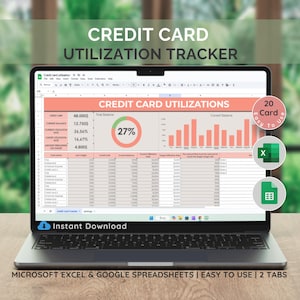 Utilización de tarjetas de crédito (Hojas de cálculo de MS Excel y Google), Rastreador de tarjetas de crédito, Plantilla de hoja de cálculo, Administrador de tarjetas de crédito, Rastreador de pago de deudas