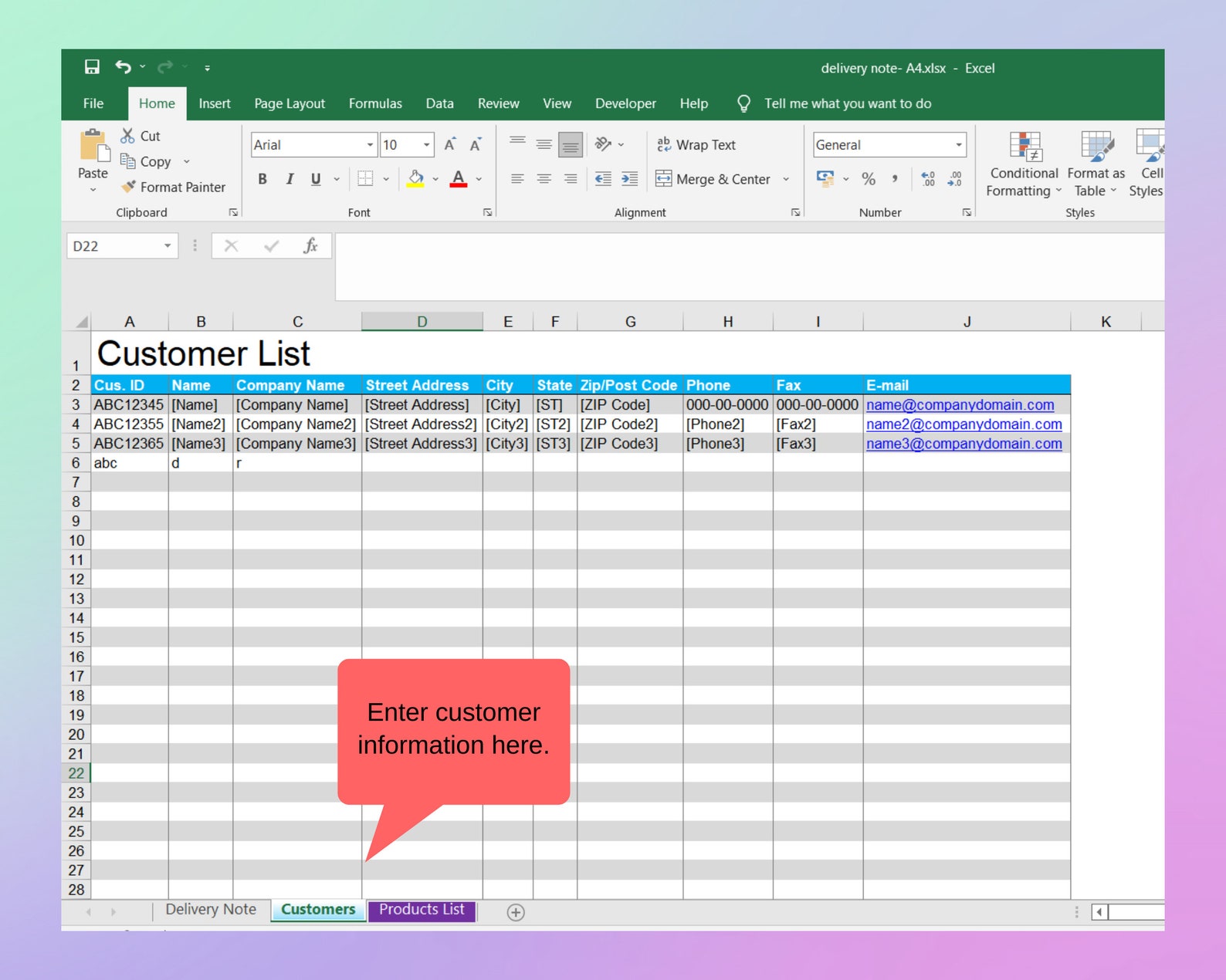 Advanced Delivery Note Template, Packing Slip, Google Sheets, MS Excel ...