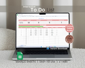 Interactive To-Do List Template | Google Sheets Planner | Task Organizer with Progress Tracker | Instant Download