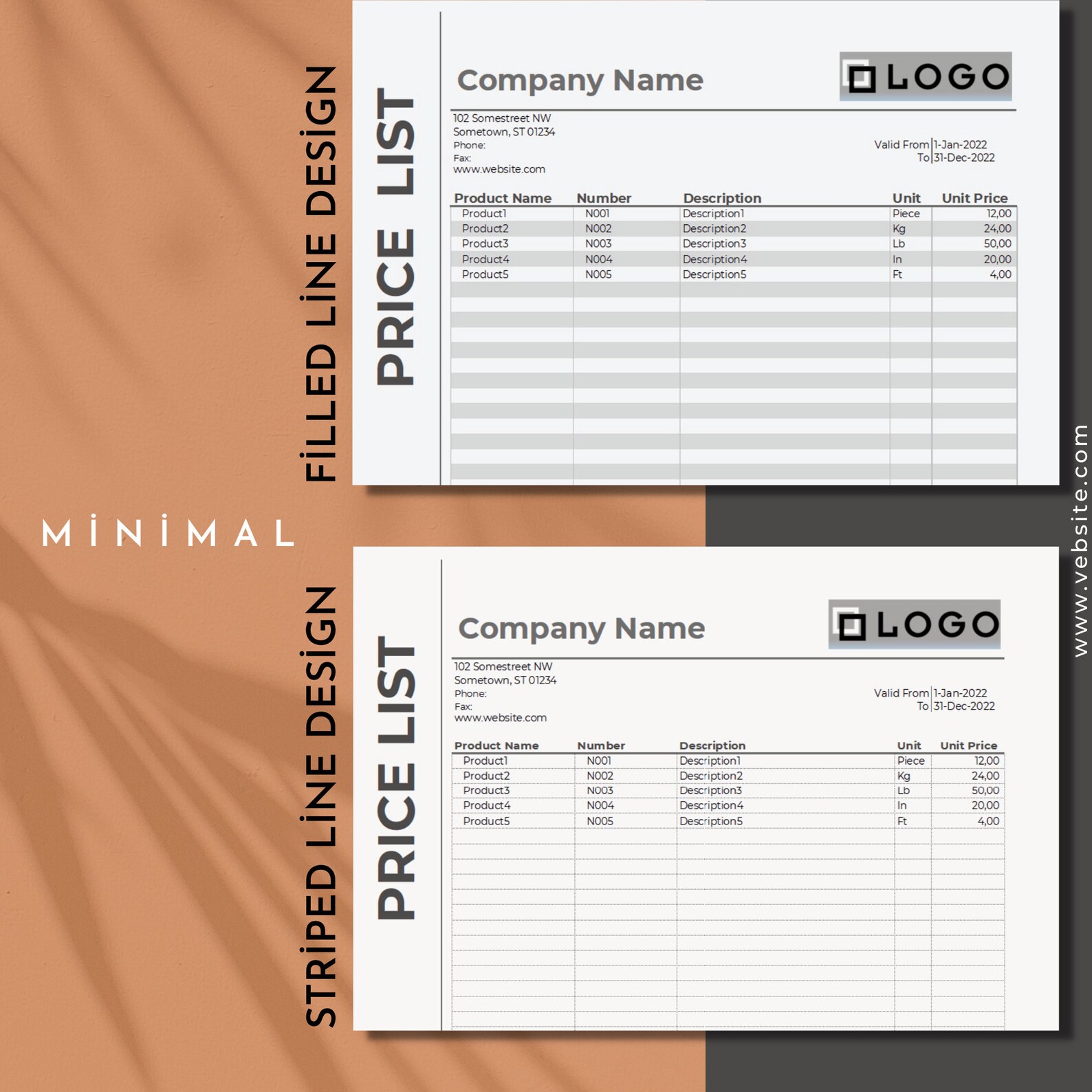 Price List Template Google Sheets Microsoft Excel PDF - Etsy
