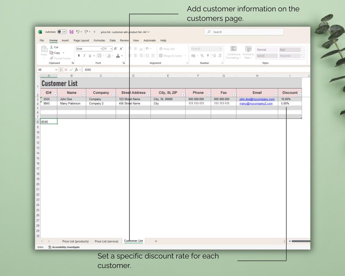 Advanced Price List Template: Excel & Google Sheets (PDF) - Etsy