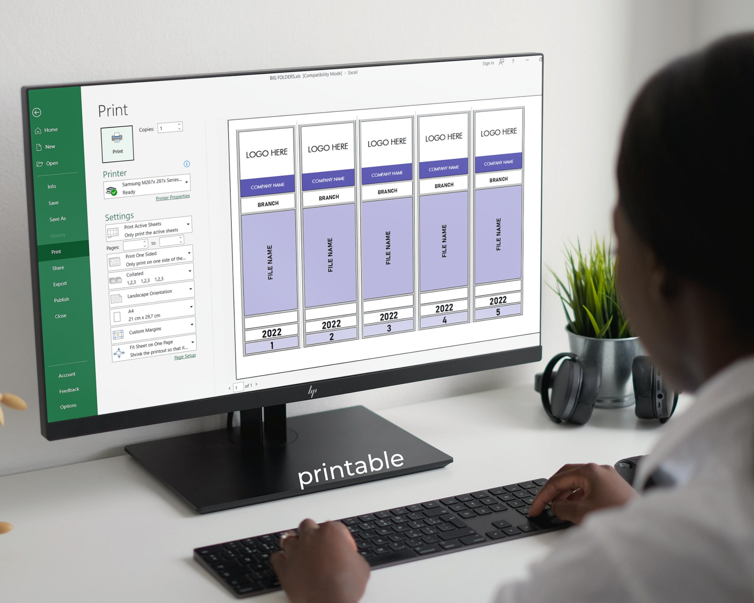 Printable Folder Back Labels: Excel & Google Sheets Template (digital ...