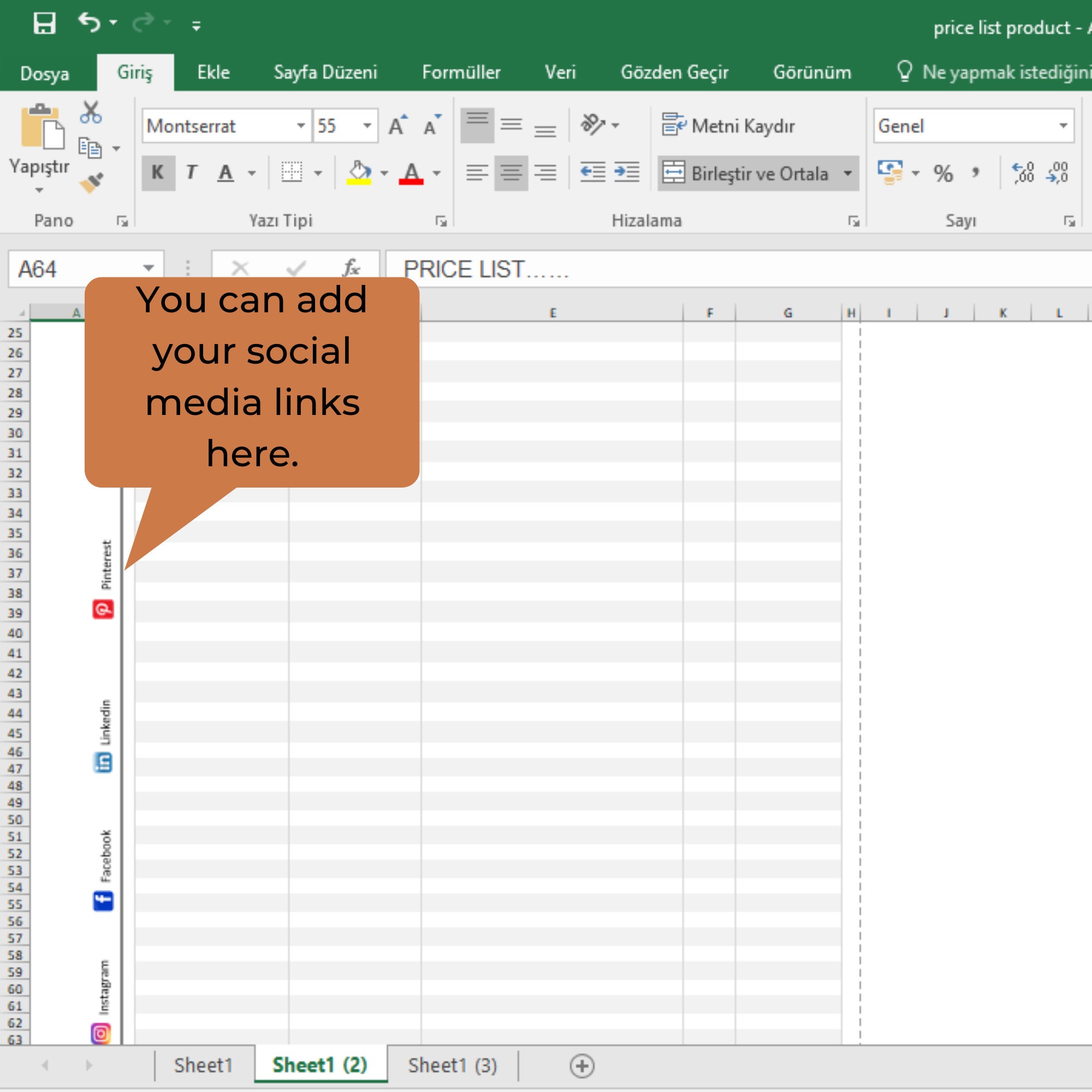 Price List Template Google Sheets Microsoft Excel PDF - Etsy