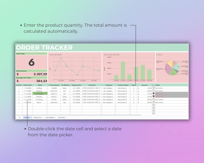 Order Tracker Google Sheets Template: Small Business Sales Log (digital ...