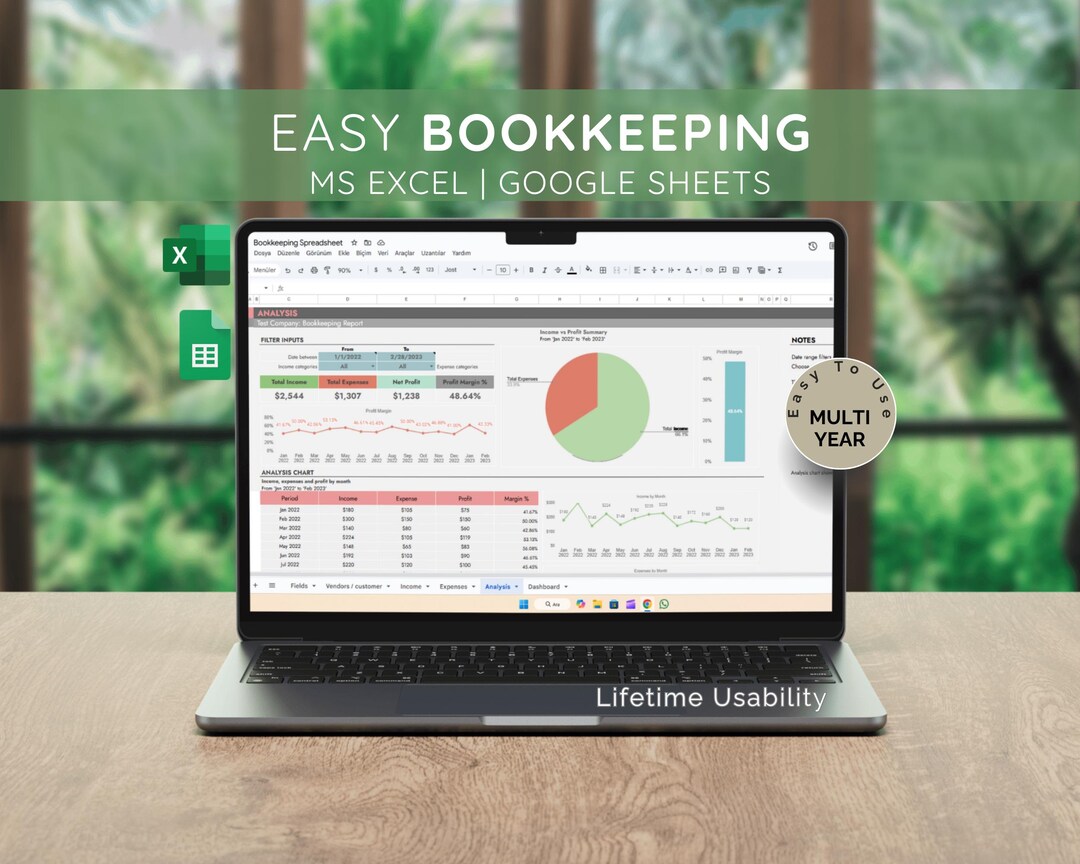 Small Business Bookkeeping Template: Excel & Google Sheets (digital ...