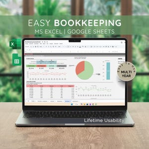 Small Business Bookkeeping Template, Excel google sheets Bookkeeping Spreadsheet, Business Income Expense, Sales Tracker Accounting Template