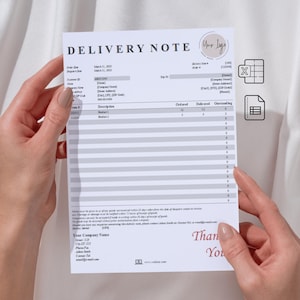 Advanced Delivery Note Template, Packing Slip, Google sheets, MS Excel, Convertible PDF, Printable, Great Template for Small Business