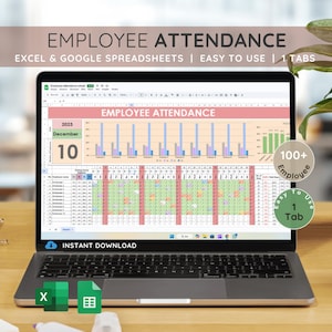 Google & Excel Spreadsheets Attendance Tracker, Employee Leave Template, Attendace Chart, Absence Sheet, Vacation Tracker, Small business