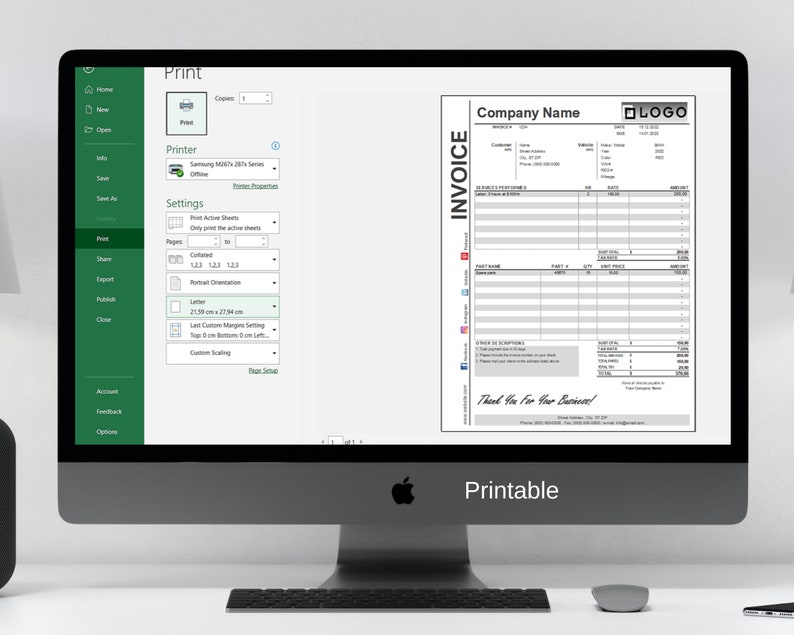 Computer Maintenance and Repair Invoice Template, Excel, Google Sheets