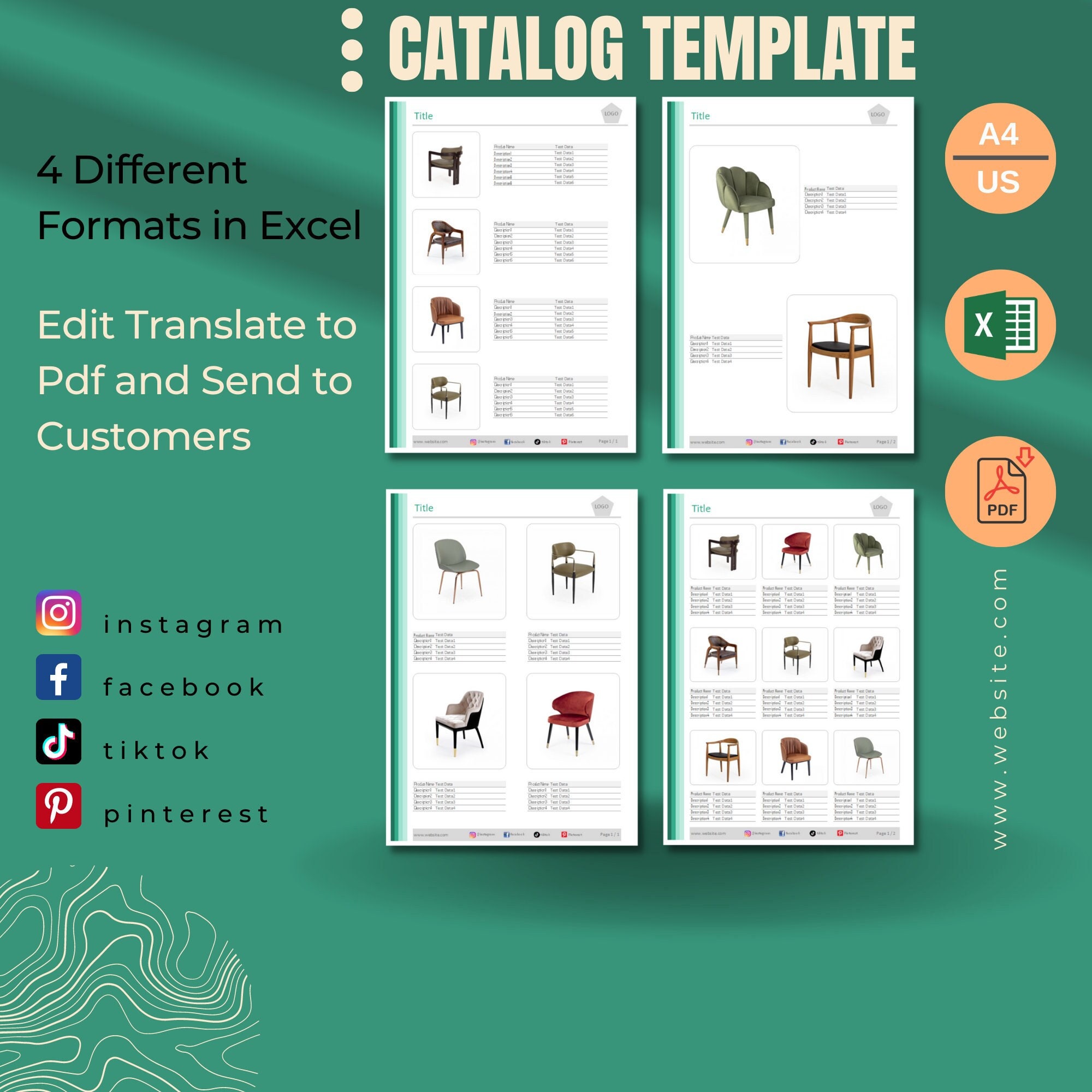 Catalog Template of the Product in Excel Format 4 Different Etsy Catalog Template of the Product in Excel Format 4 Different Etsy