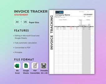 Invoice Tracker Template: Small Business, Google Sheets & Excel (Printable)