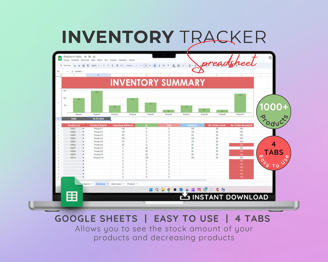 Inventory Tracker Spreadsheet Template: Google Sheets Inventory List ...
