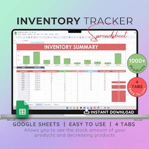 Inventory Tracker Spreadsheet Template: Google Sheets Inventory List (Digital Download)