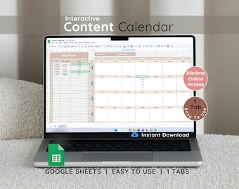 Sjabloon interactieve inhoudskalender en takenlijst | Google Spreadsheets-planner voor productiviteit en organisatie