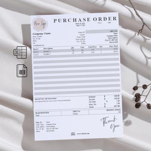 Advanced Purchase Order Form Template, Google sheets, MS Excel, Convertible PDF, Order Form, Printable, Great Template for Small Business