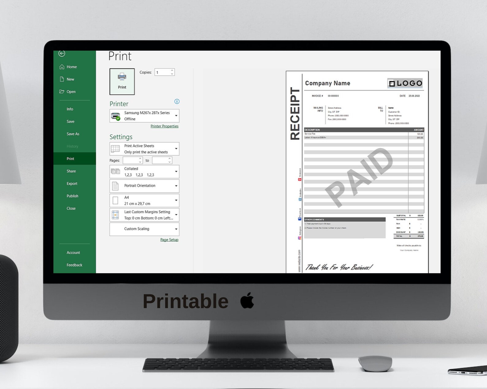 Receipt Template Google Sheets and Microsoft Excel - Etsy