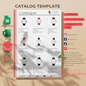 Product Catalog Template: Excel & Google Sheets (Digital Download)