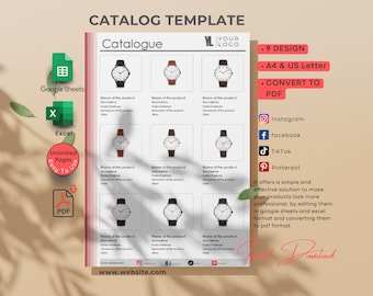 Product Catalog Template: Excel & Google Sheets (Digital Download)