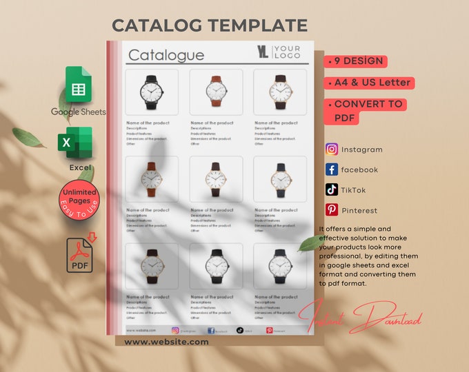 Product Catalog Template, Excel and Google Sheets Format, 2 Design