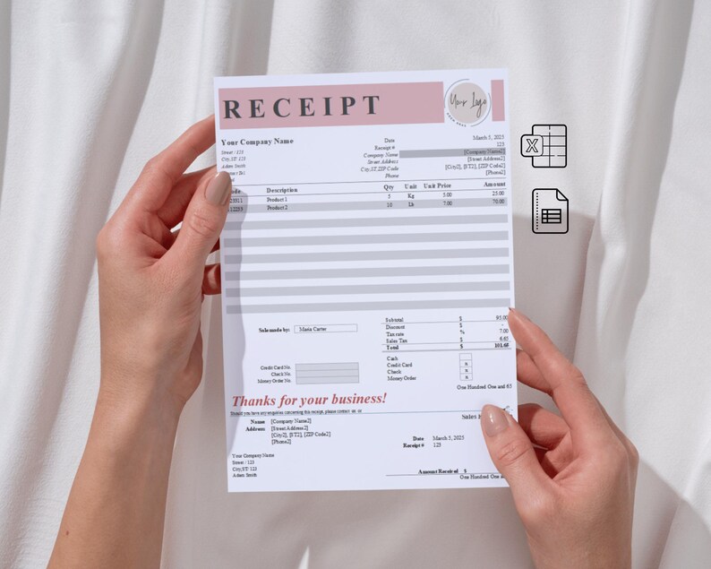 Automated Receipt Advanced Payment Receipt Template | Excel & Google Sheets | Printable ...