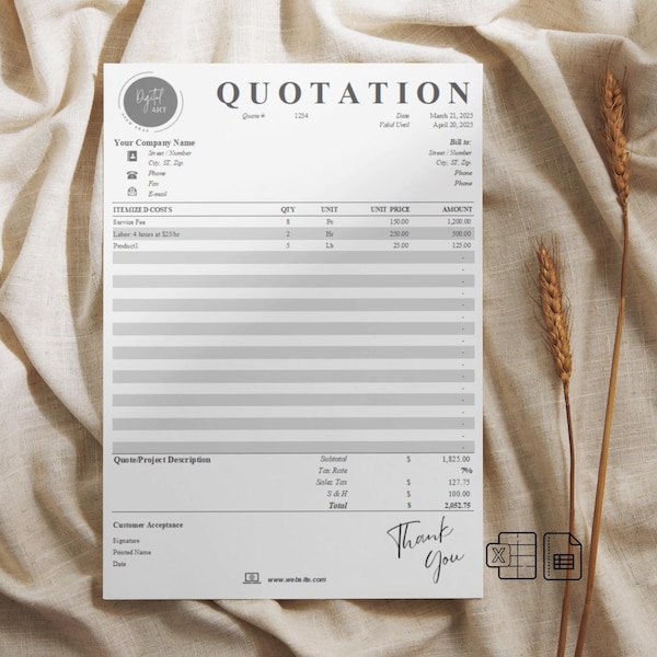 Quote Log Examples Quote Log Template - Etsy