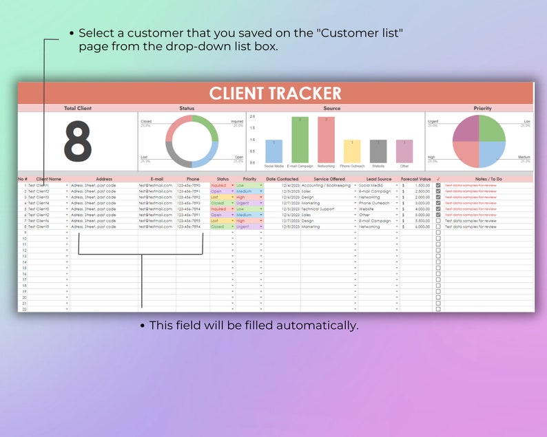 Client Tracker Google Sheets Template: Small Business Customer ...