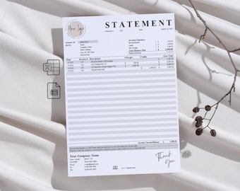Customer Account Statement Template: Excel & Google Sheets (Digital Download)