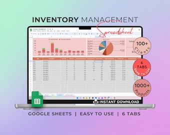Rastreador de inventario: Hoja de cálculo empresarial de Google Sheets (descarga digital)