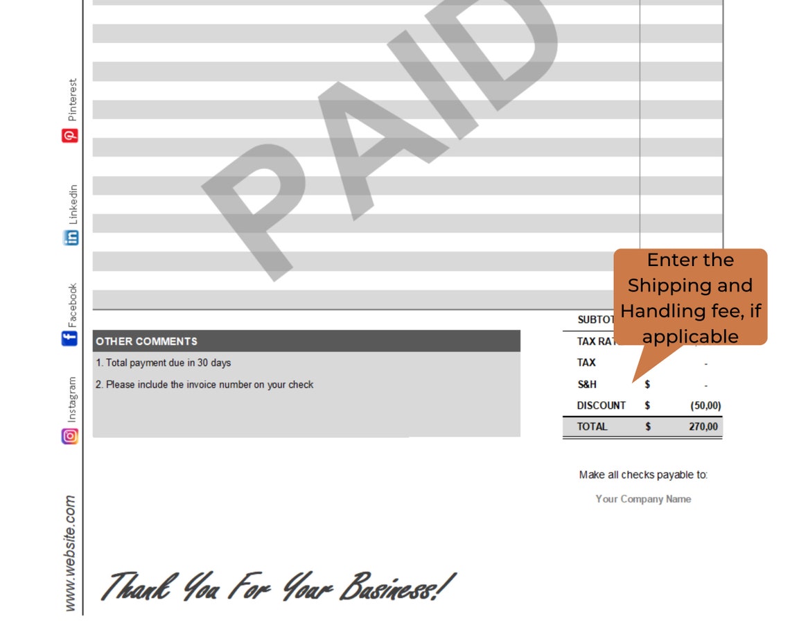 Receipt Template Google Sheets and Microsoft Excel - Etsy