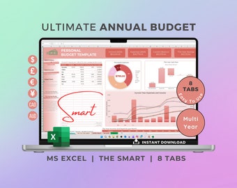 Annual Budget Spreadsheet: Net Worth & Bill Tracker (MS Excel)